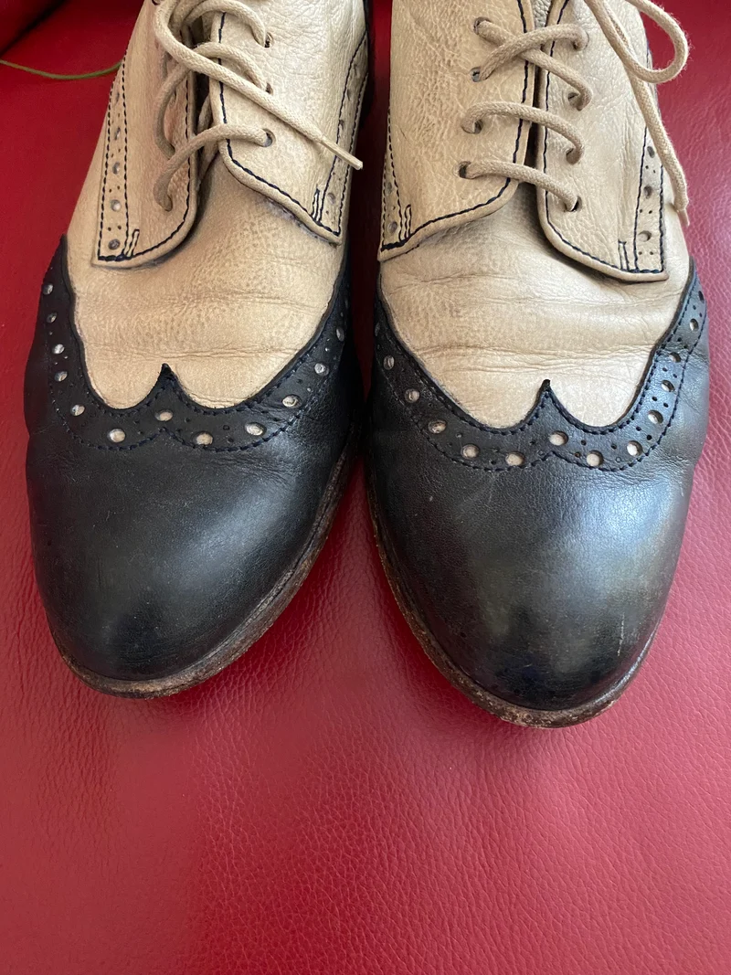 Spectator Schuhe zweifarbig Dunkelblau Leder Oxford Brogue Schuh Gr.41 Vintage
