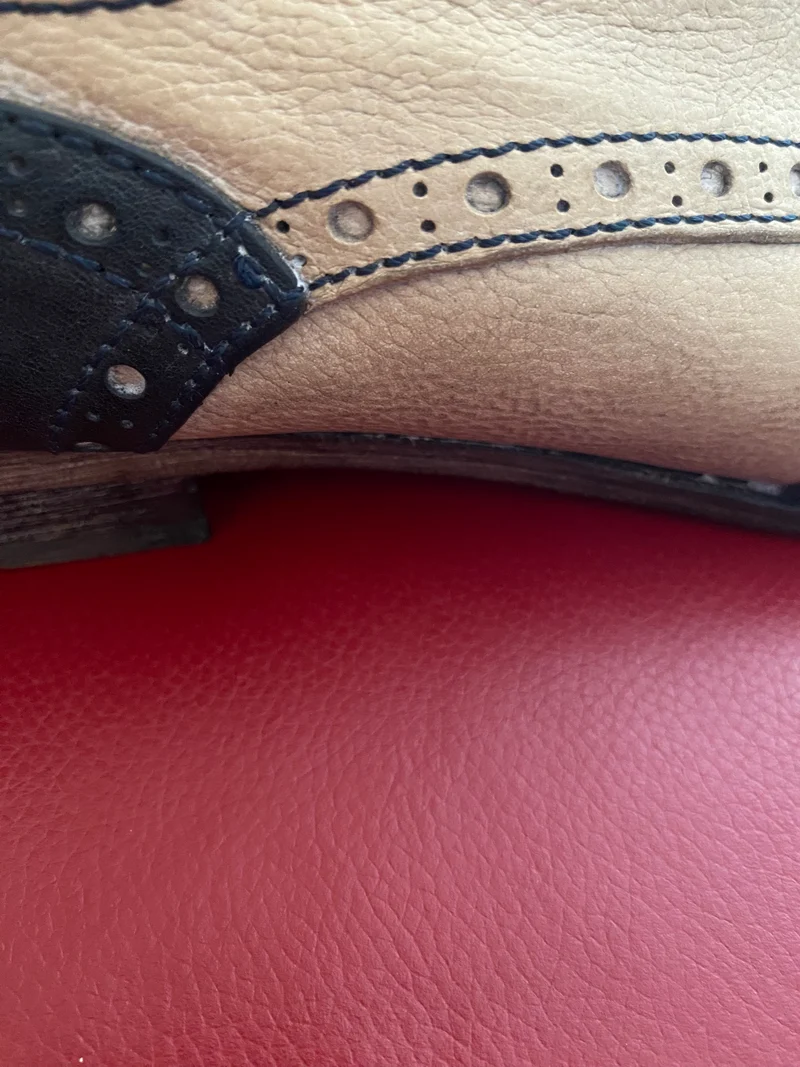 Spectator Schuhe zweifarbig Dunkelblau Leder Oxford Brogue Schuh Gr.41 Vintage
