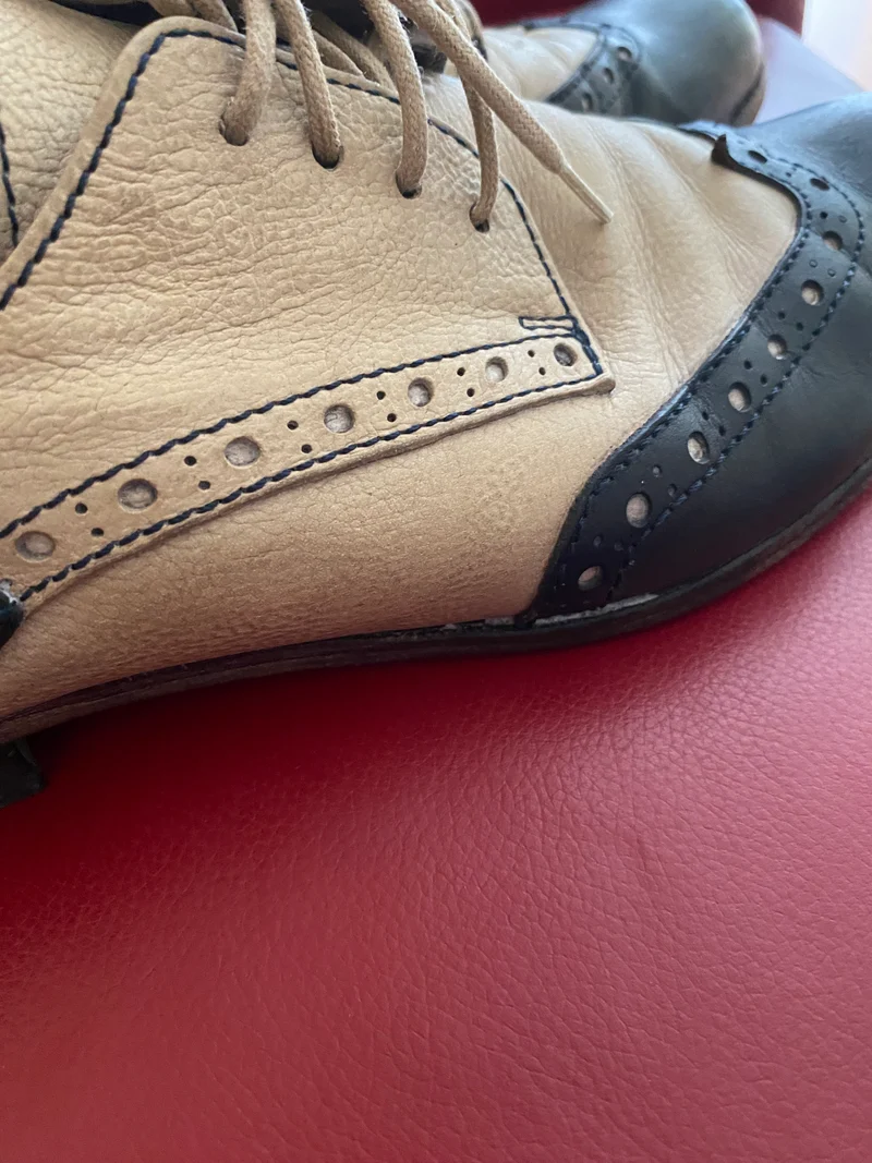 Spectator Schuhe zweifarbig Dunkelblau Leder Oxford Brogue Schuh Gr.41 Vintage