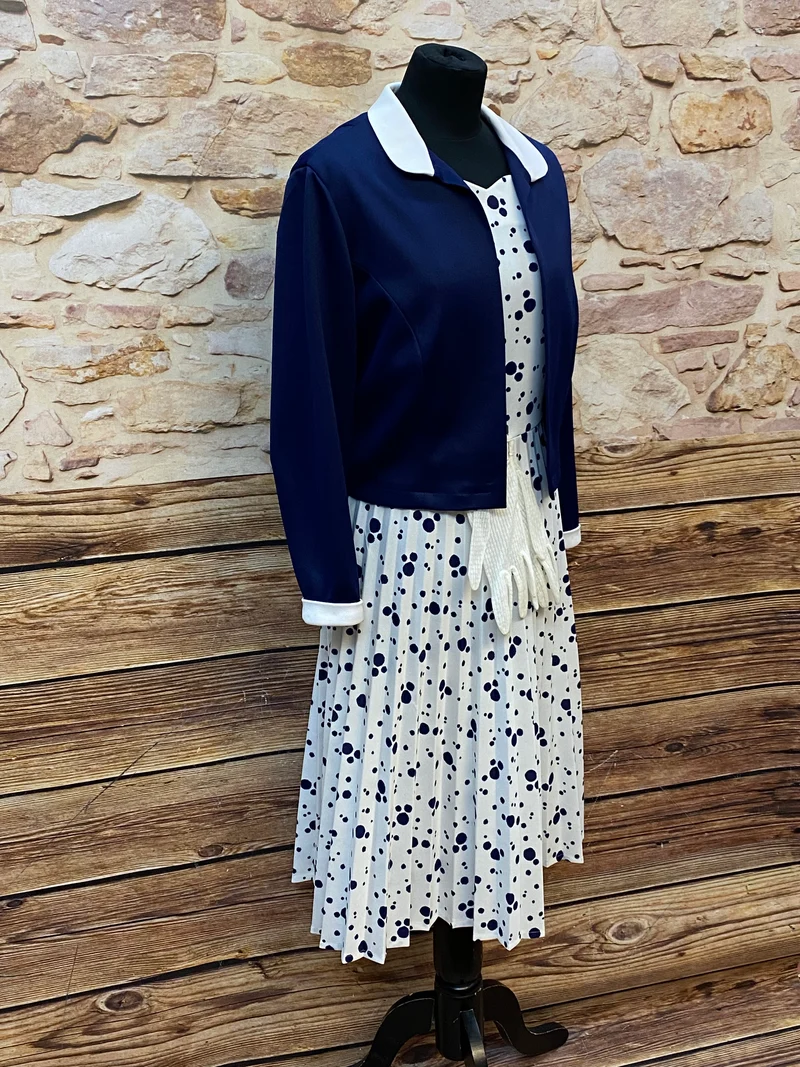 Vintage-Kleid mit Jäckchen und Handschuhe, Unikat, Vintage Gr.46