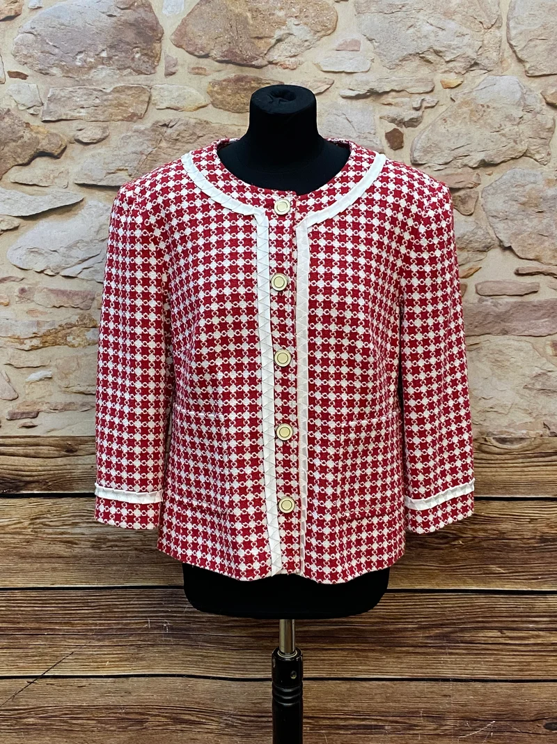Vintage Damenjacke mit Blumenmuster 60er Jahre Stil Gr.46