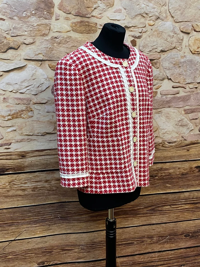 Vintage Damenjacke mit Blumenmuster 60er Jahre Stil Gr.46