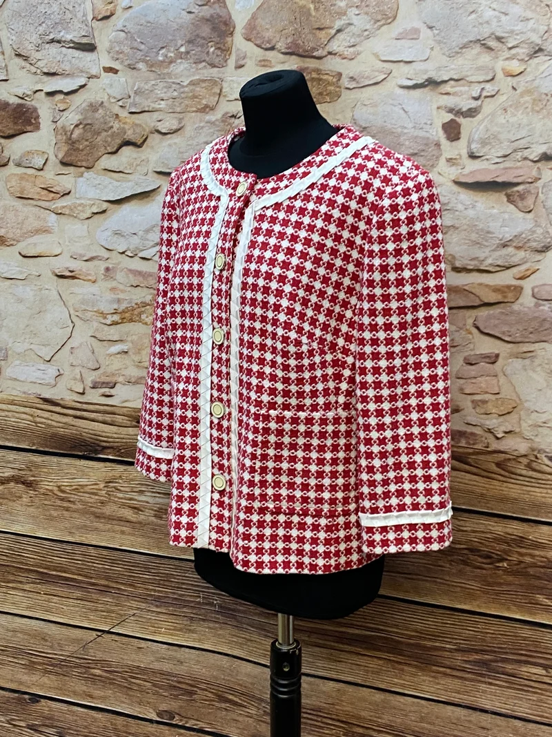 Vintage Damenjacke mit Blumenmuster 60er Jahre Stil Gr.46