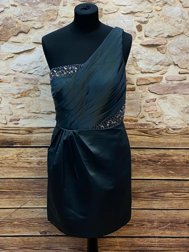 Cocktailkleid asymmetrisch türkis grün Unique Gr. 42
