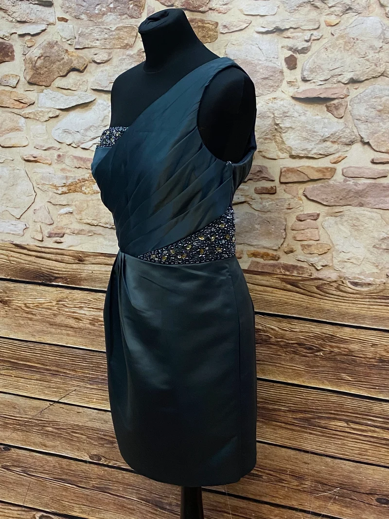 Cocktailkleid asymmetrisch türkis grün Unique Gr. 42