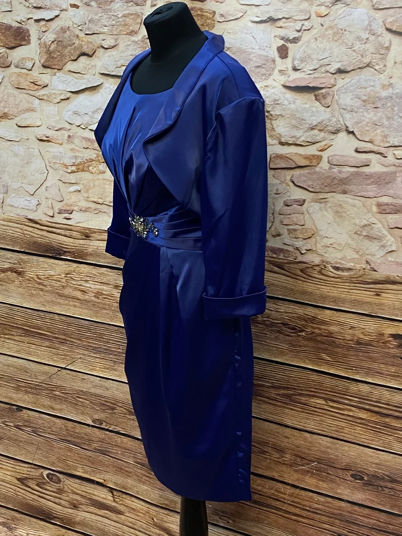 Cocktailkleid navy mit Jäckchen Set Gr. 38 elegant