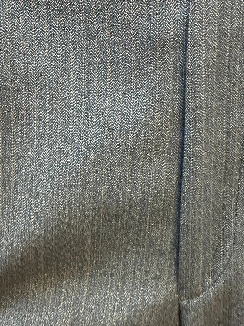 Vintage Fischgrät Hose Herren Gr.58 – Grau High Waist Bundfalten 1980er