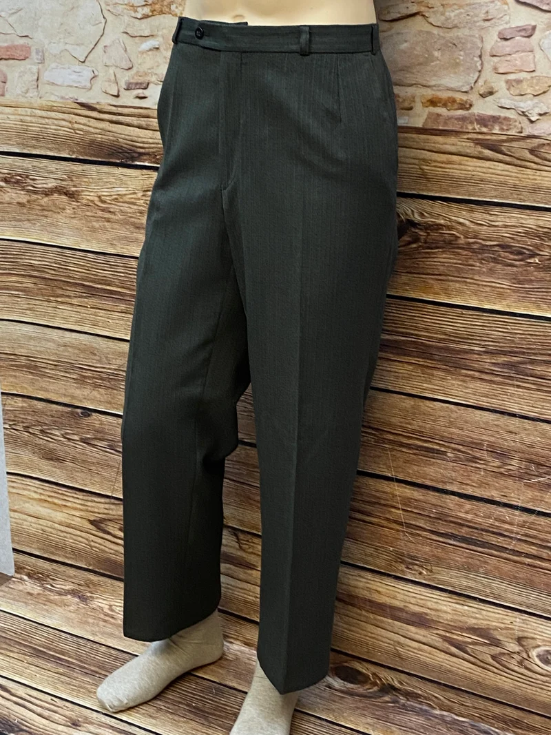 Vintage Fischgrät Hose Herren Gr.58 – Grau High Waist Bundfalten 1980er