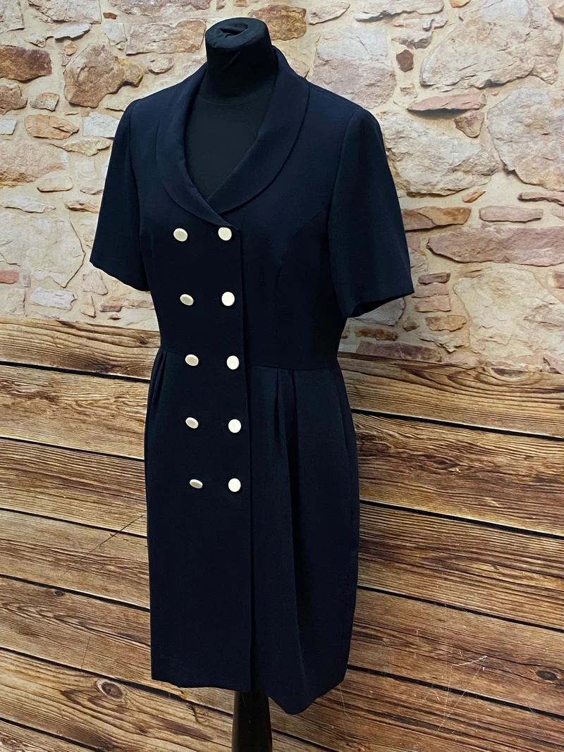 Vintage-Kleid - Dunkelblau - Maritim-Style – Größe 38