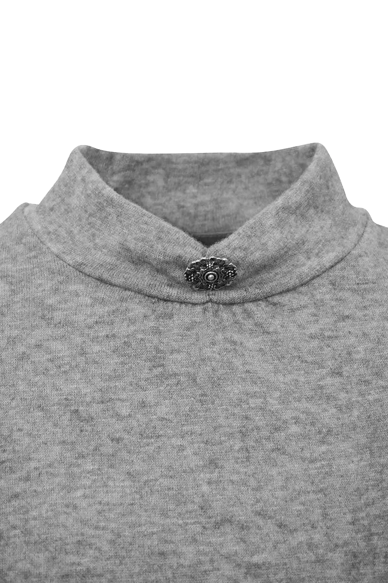 Damen Pullover mit Stehkragen und Brosche