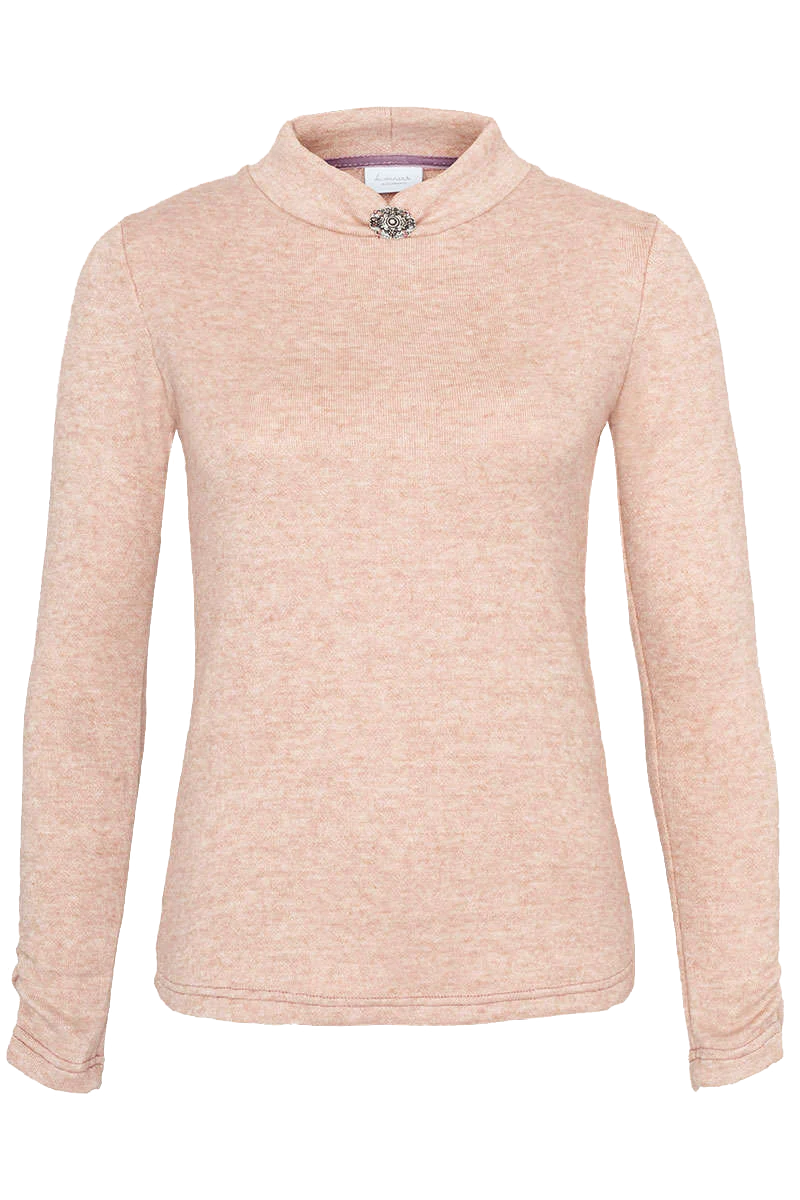 Damen Pullover mit Stehkragen und Brosche
