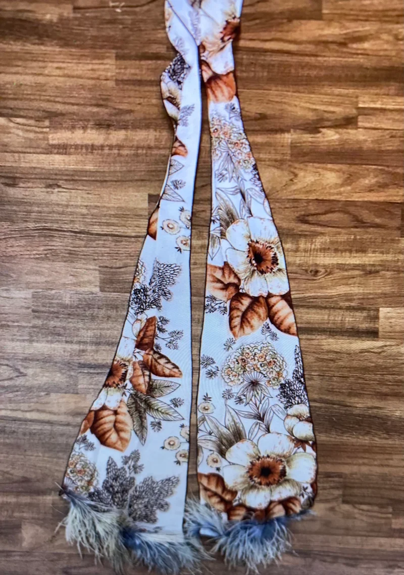 1970er Vintage Maxikleid Damen Braun Blumen Fledermausärmel Gr. 34