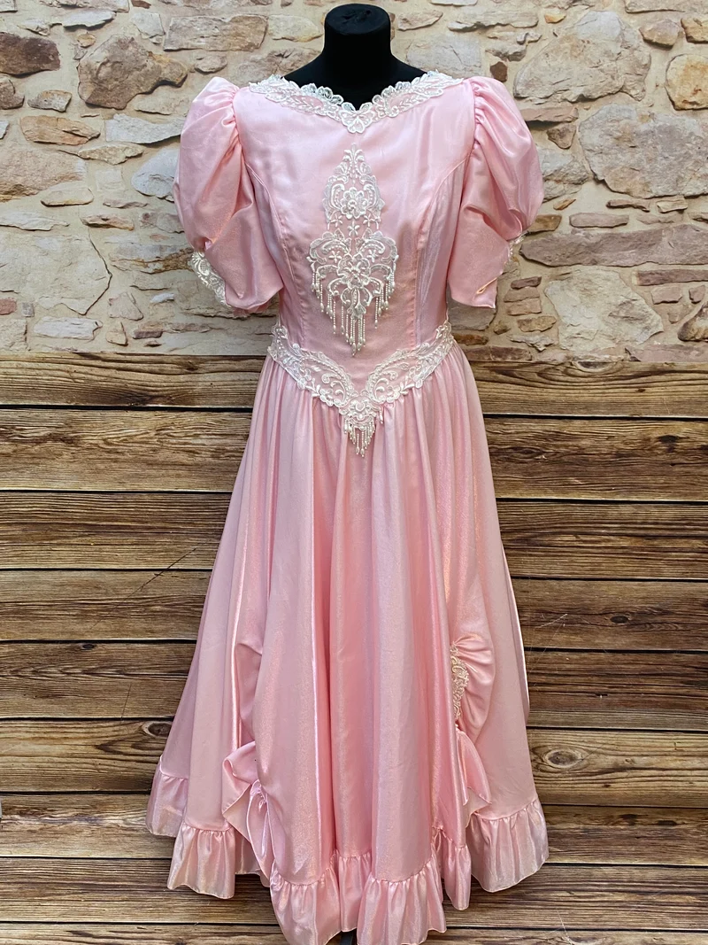 80er Jahre Vintage Ballkleid in Rosa Gr.42