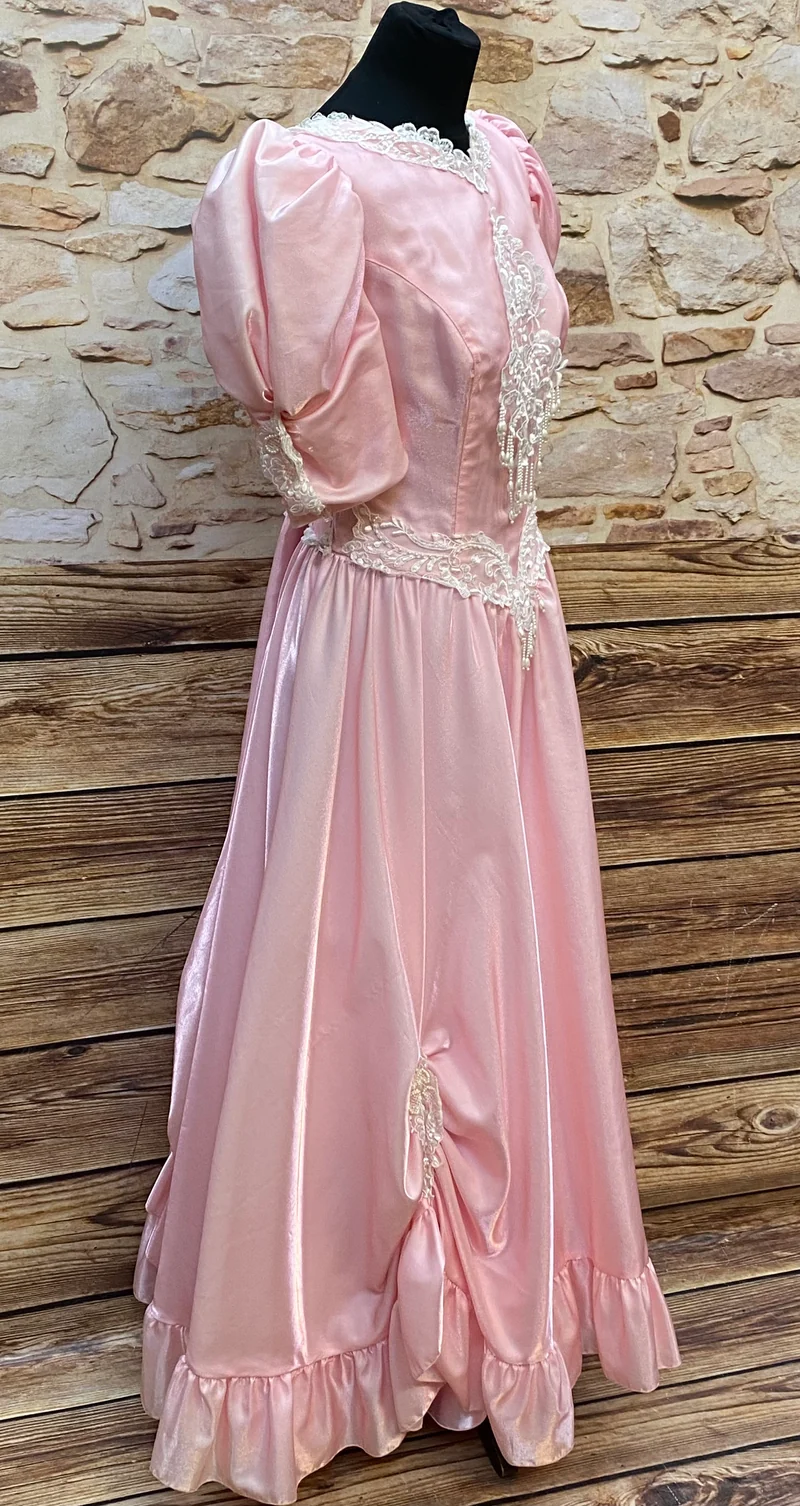 80er Jahre Vintage Ballkleid in Rosa Gr.42