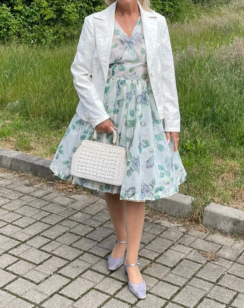 True Vintage Petticoatkleid Blau-Grün Gr. 36 – 50er Jahre