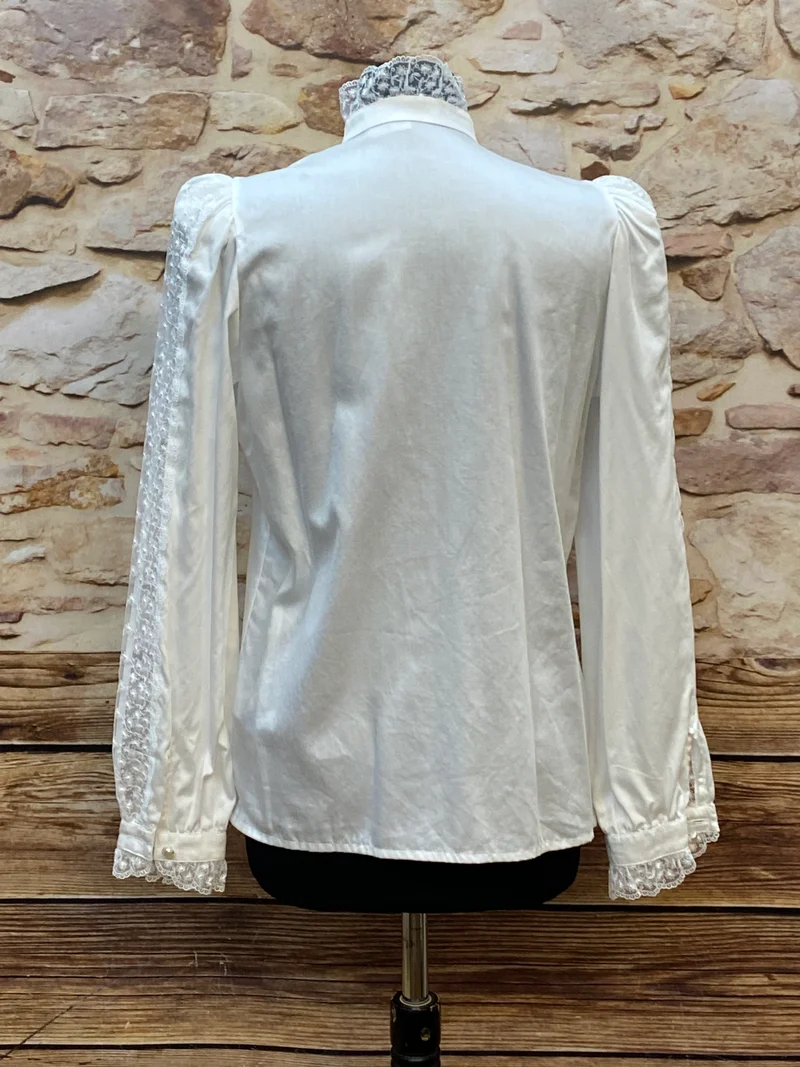 Steampunk-Bluse mit Rüschen weiß Viktorianisch Gothic Gr.36