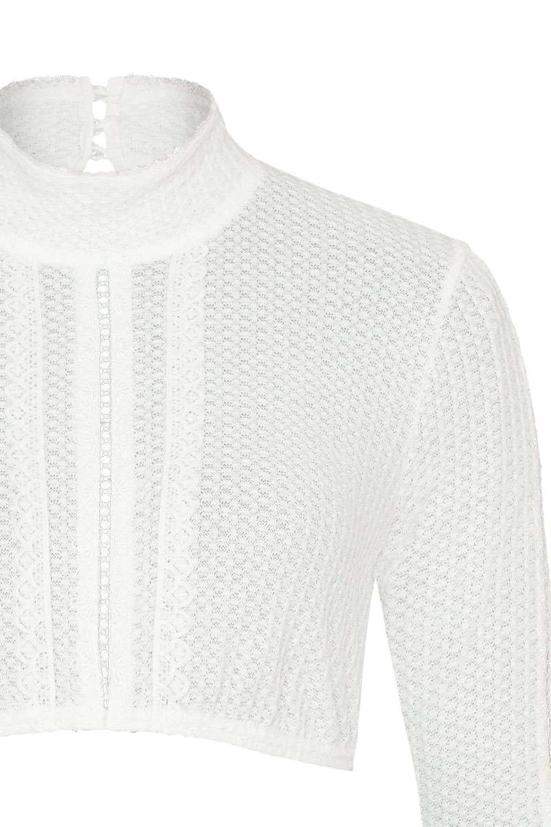 langärmlige Dirndlbluse mit Stehkragen