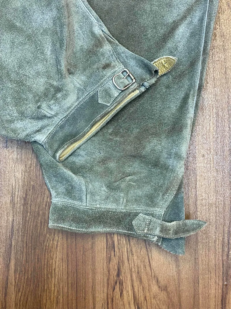 Vintage Lederhose Herren Kniebund Gr. 50 – grau echte Trachtenhose