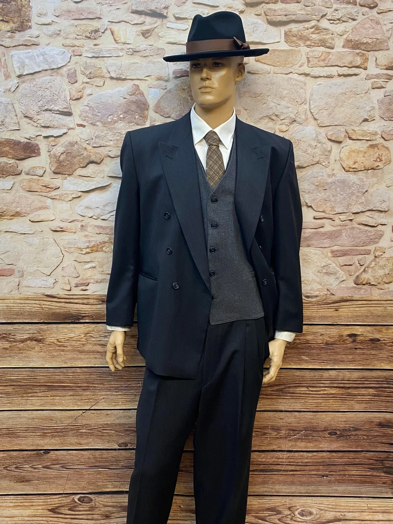Vintage Doppelreiher-Anzug Herren Gr. 58 – 30er/40er Stil