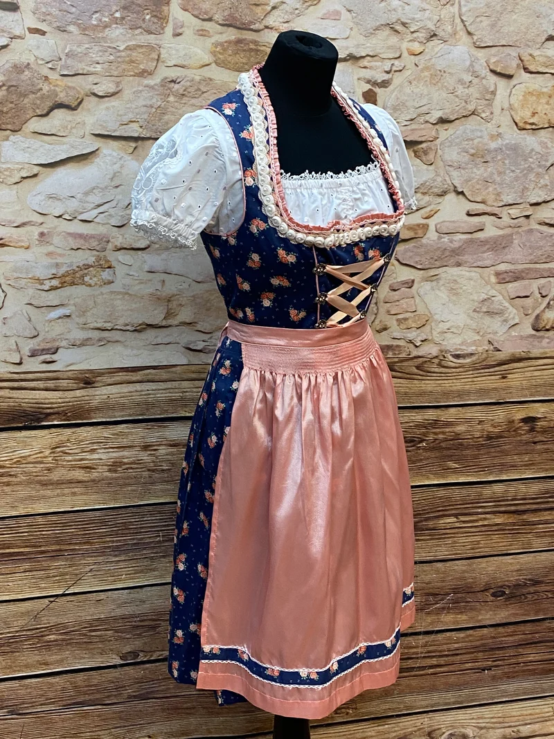 Dirndl blau rosa - 3tteilig, Gr.38