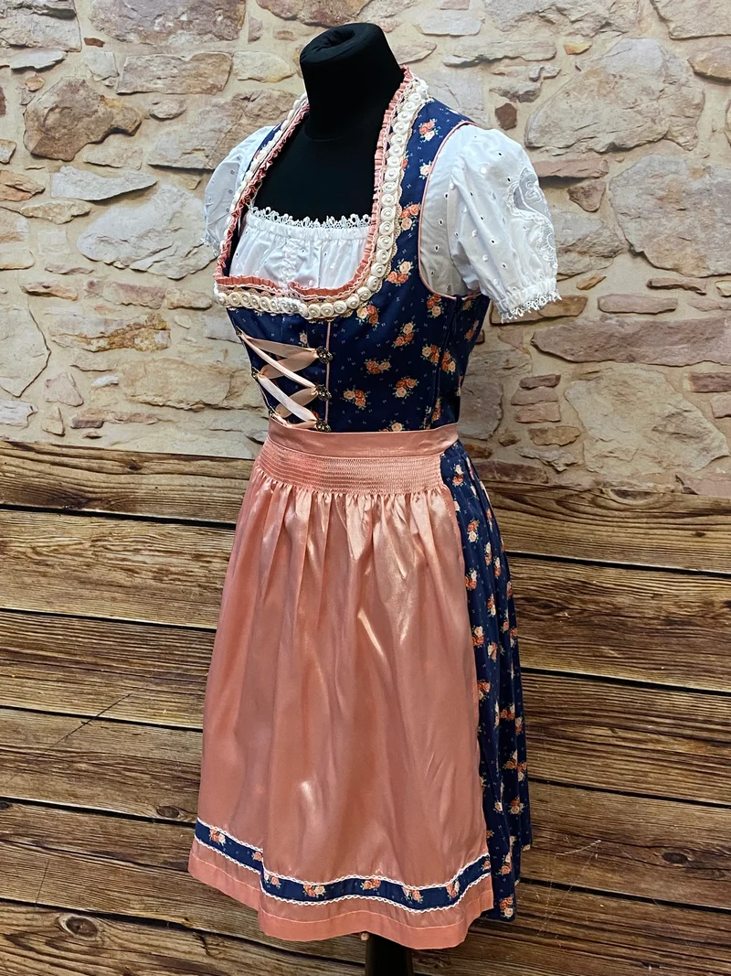 Dirndl blau rosa - 3tteilig, Gr.38