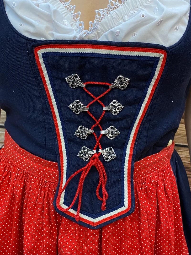 Vintage Dirndl dunkelblau rot - Balkonett - Gr. 34
