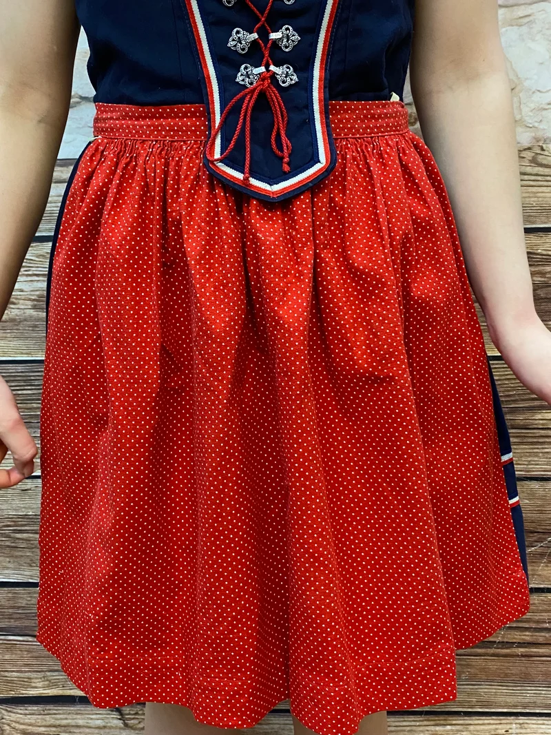 Vintage Dirndl dunkelblau rot - Balkonett - Gr. 34