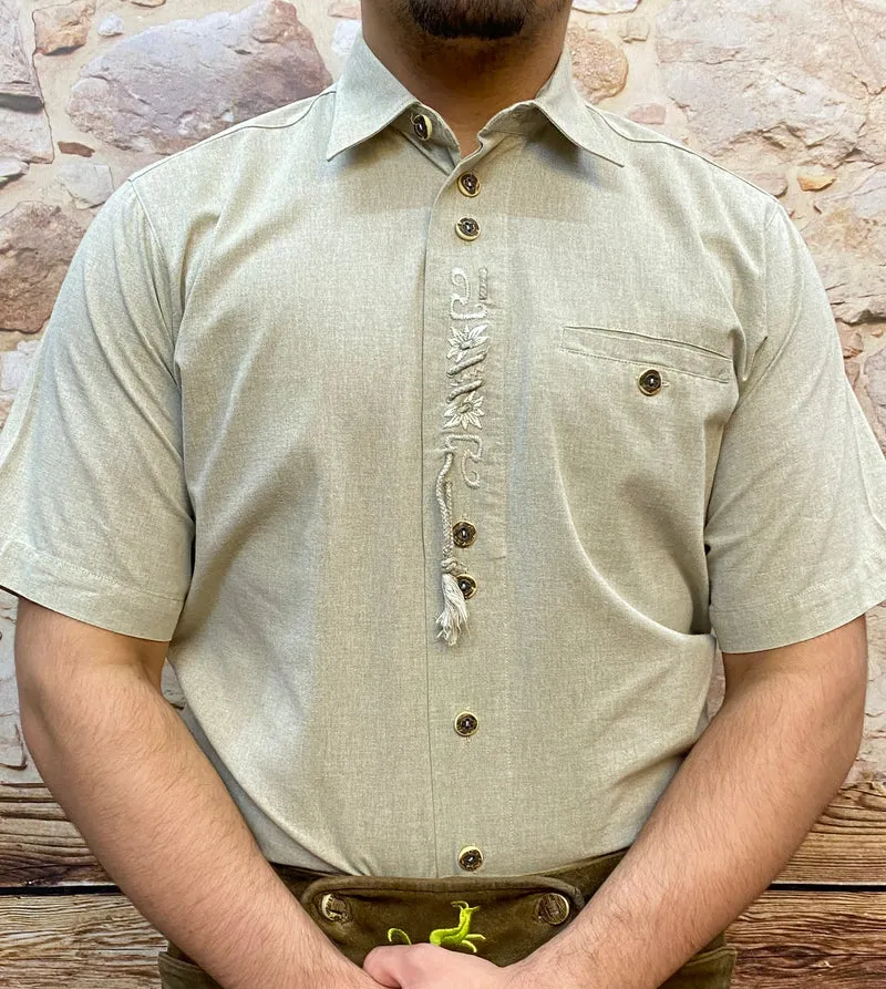 Trachtenhemd Herren – OS Trachten – Beige – Gr. M / Kragenweite 39