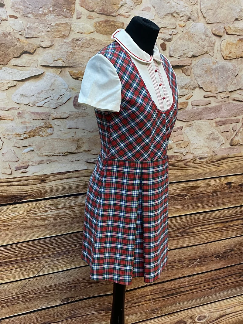 Kariertes Vintage Kleid 70er Jahre Gr.S