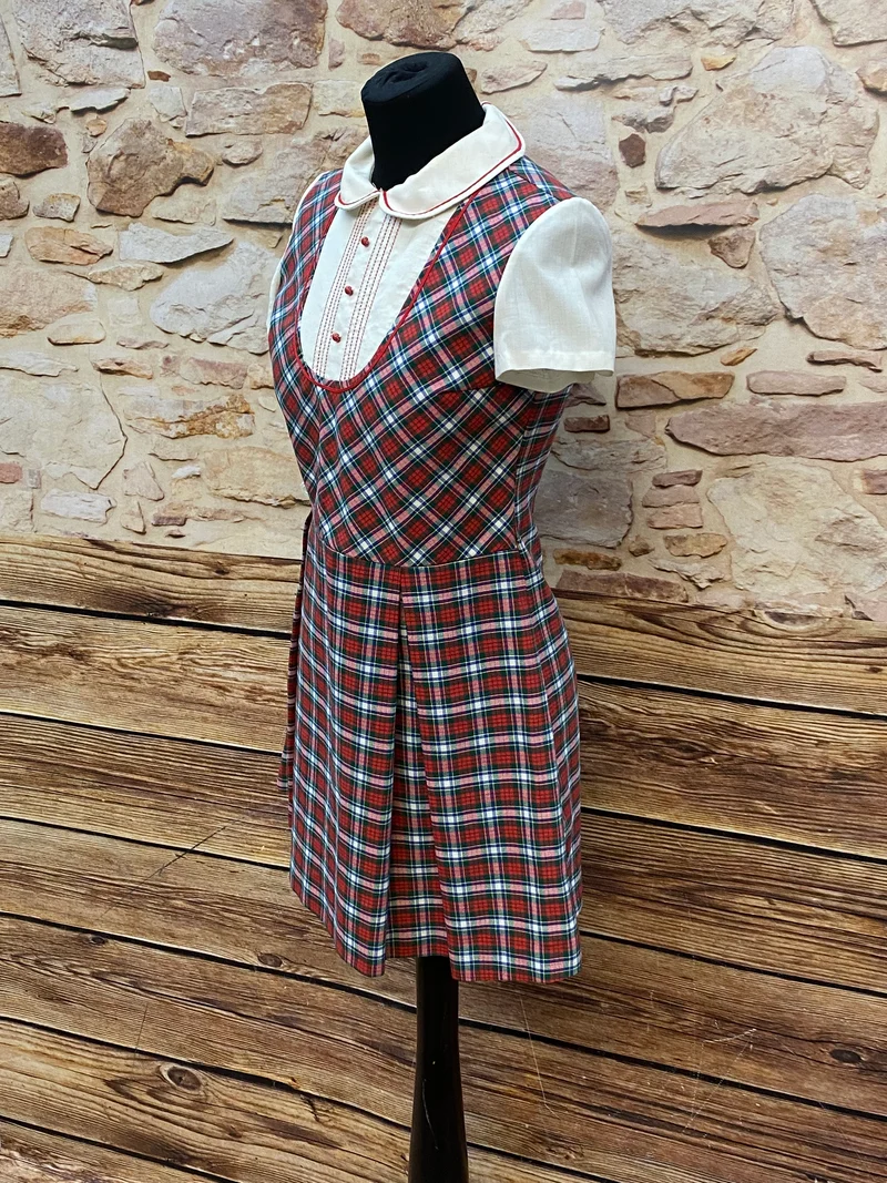 Kariertes Vintage Kleid 70er Jahre Gr.S