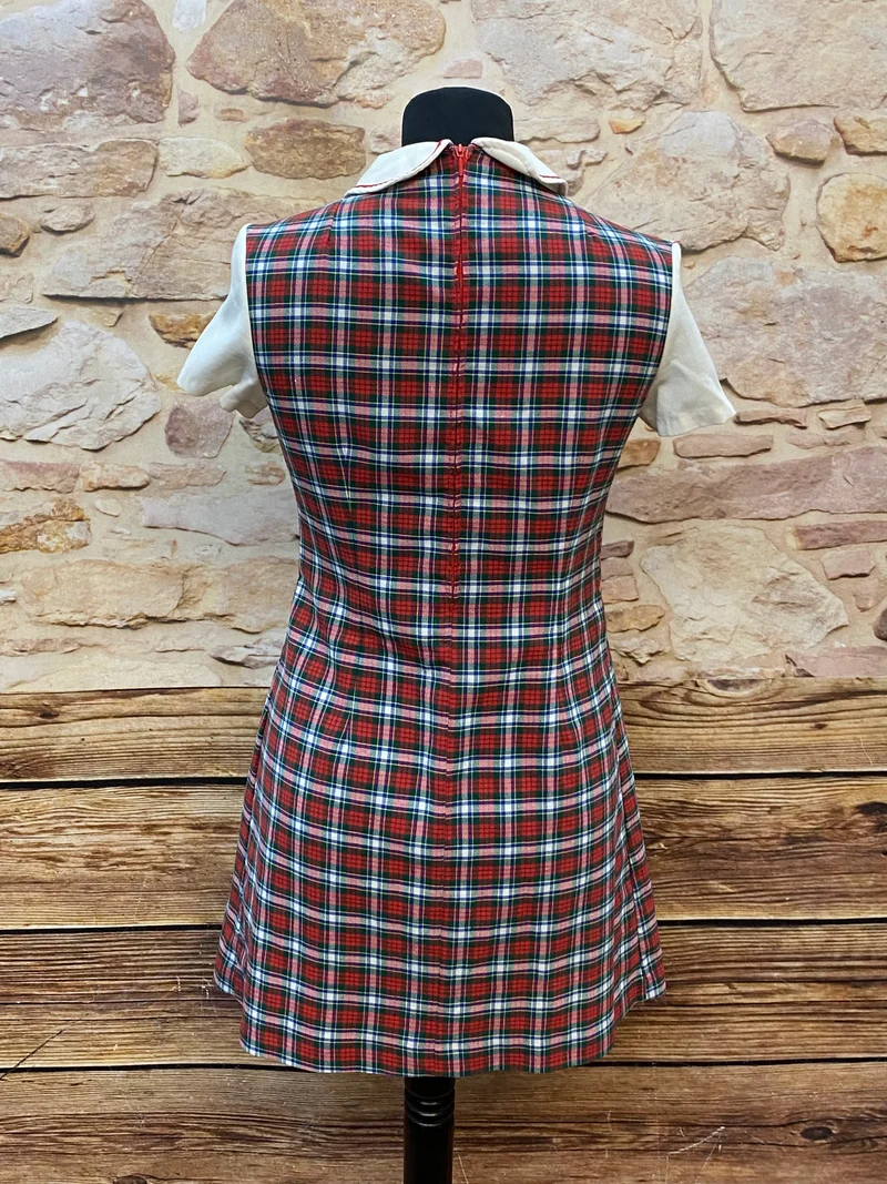 Kariertes Vintage Kleid 70er Jahre Gr.S