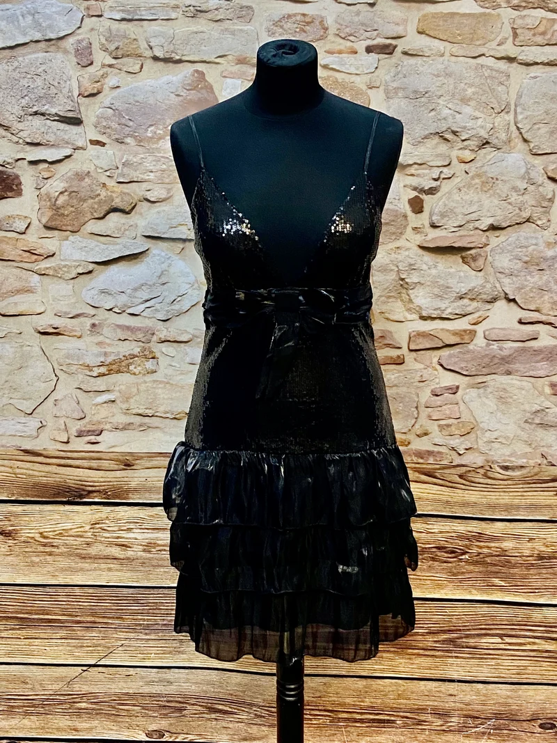 Cocktailkleid schwarz 20er Stil Pailletten Maner Gr. 38