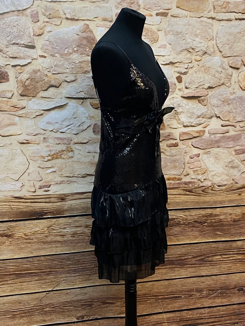 Cocktailkleid schwarz 20er Stil Pailletten Maner Gr. 38