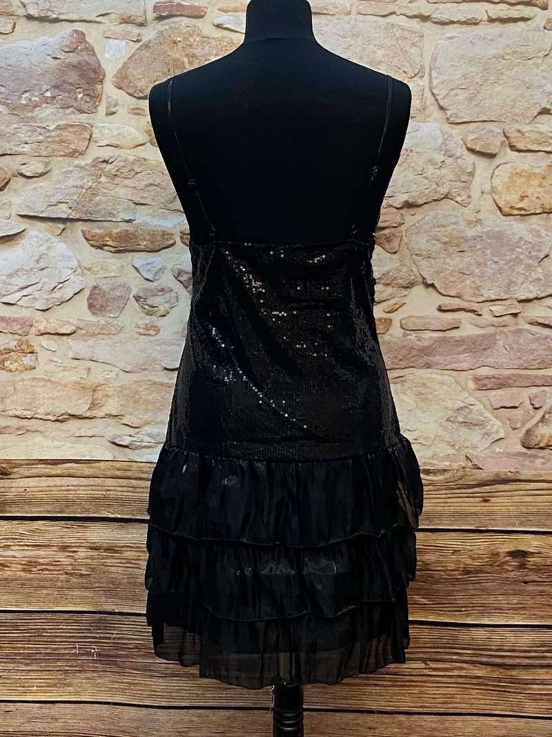 Cocktailkleid schwarz 20er Stil Pailletten Maner Gr. 38