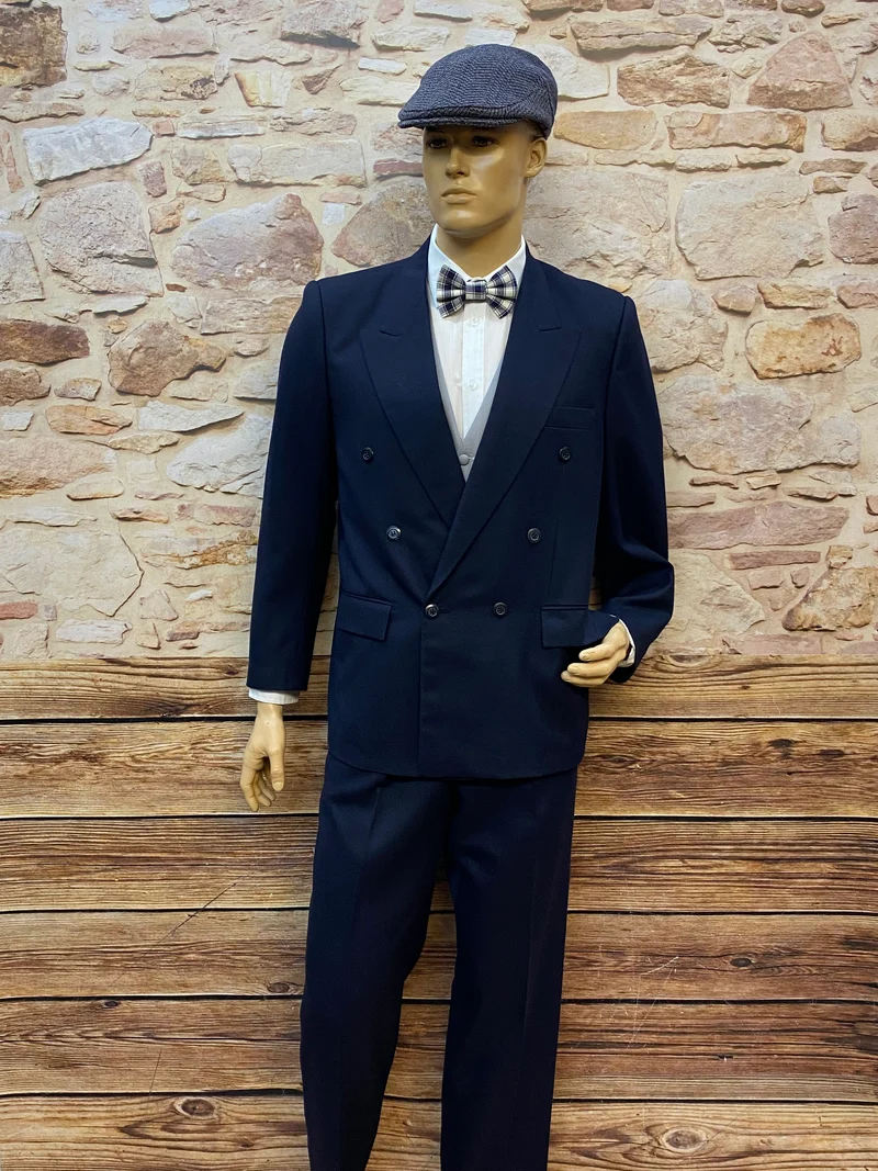 Hochwertiges Vintage Outfit im 20er-Jahre Stil– Doppelreiher, Gr. 50 (6-teilig)