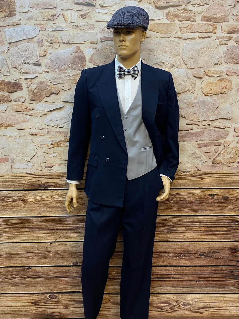 Hochwertiges Vintage Outfit im 20er-Jahre Stil– Doppelreiher, Gr. 50 (6-teilig)