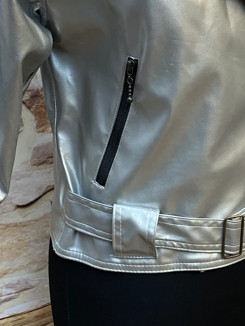 Lederjacke Silber Metallic Gr.38