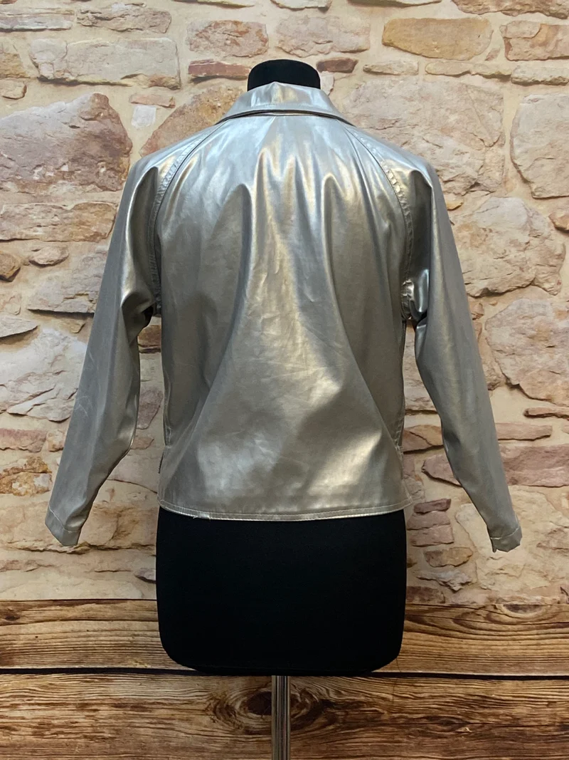 Lederjacke Silber Metallic Gr.38