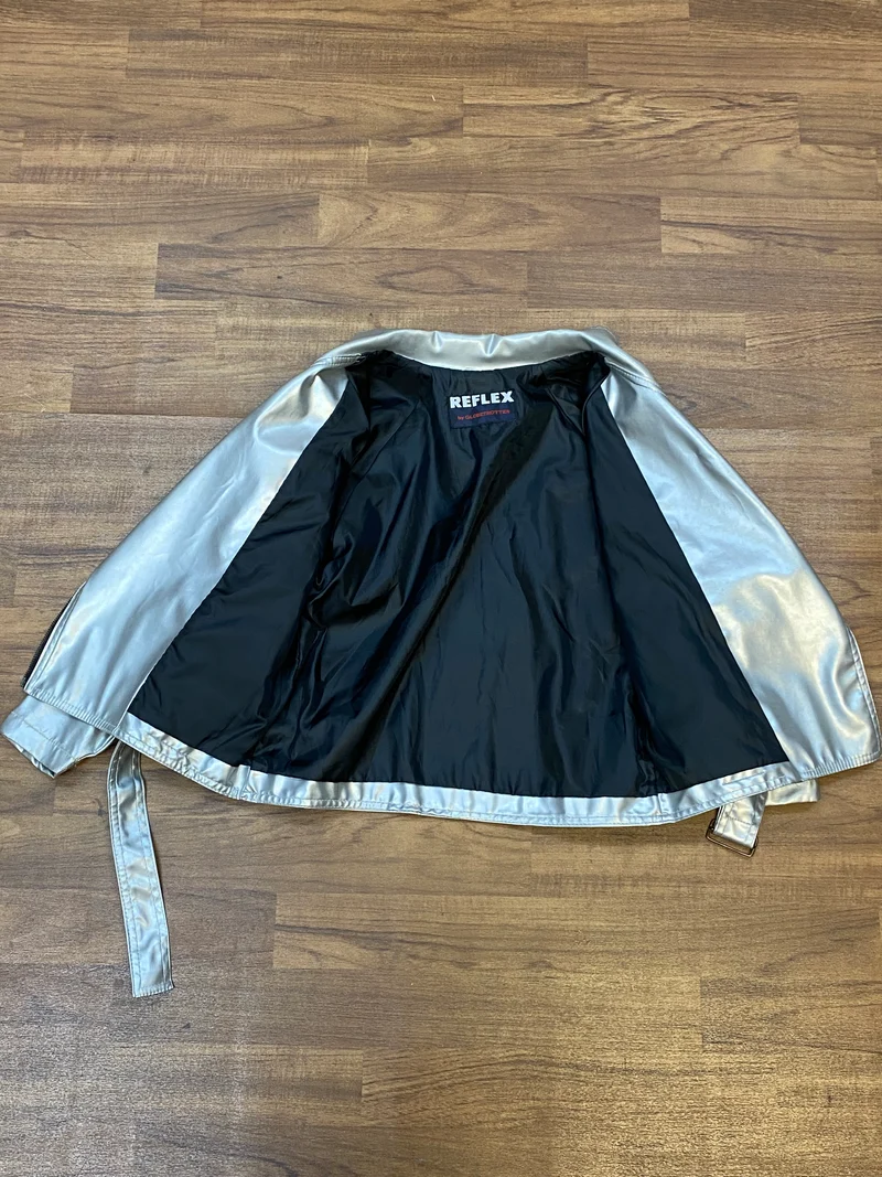 Lederjacke Silber Metallic Gr.38