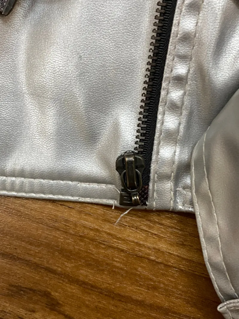 Lederjacke Silber Metallic Gr.38