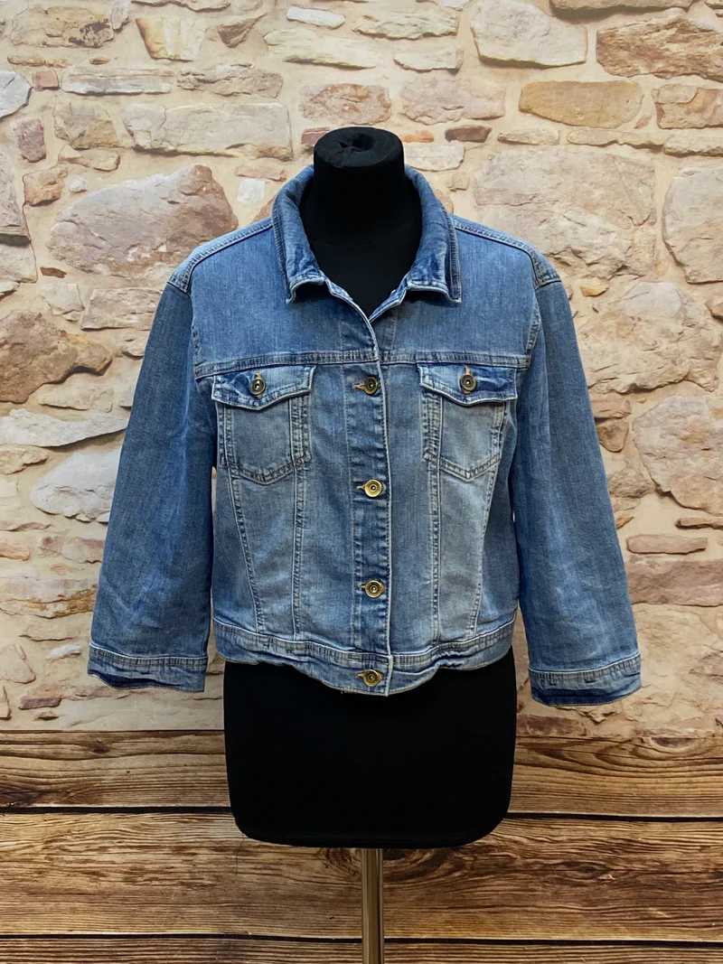 Vintage Jeansjacke Damen XL – kurze Denim Jacke im Used Look