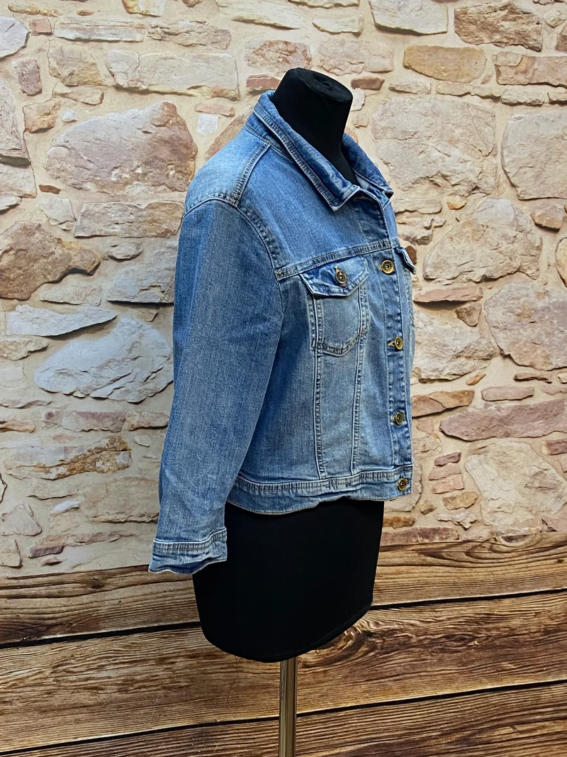Vintage Jeansjacke Damen XL – kurze Denim Jacke im Used Look