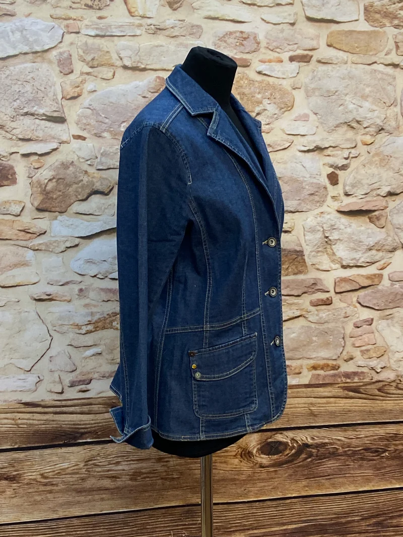 Vintage Jeansjacke Damen Gr. 38 – Dunkelblauer Denim Blazer Look