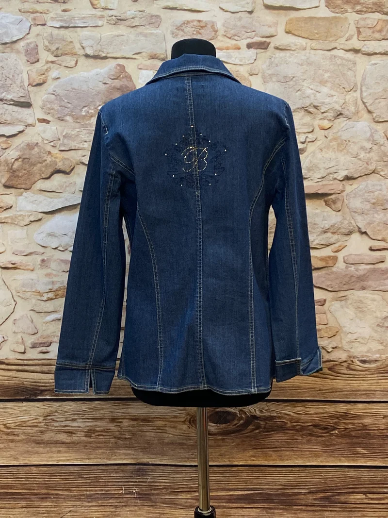 Vintage Jeansjacke Damen Gr. 38 – Dunkelblauer Denim Blazer Look