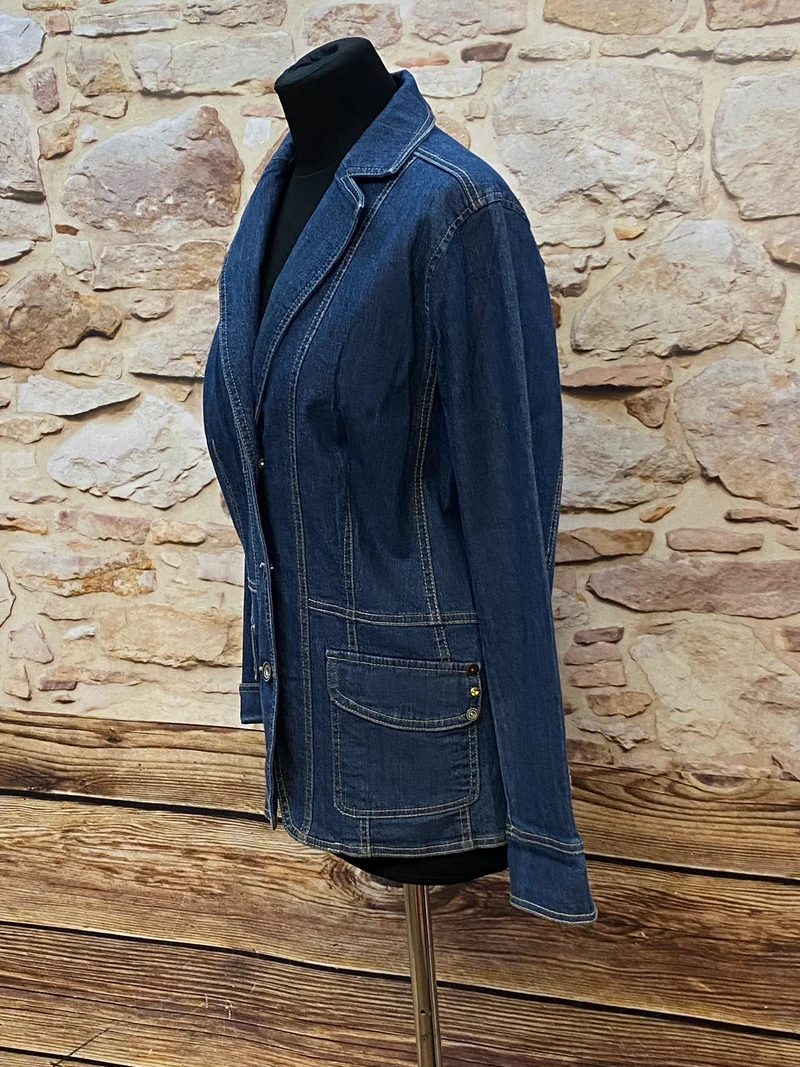 Vintage Jeansjacke Damen Gr. 38 – Dunkelblauer Denim Blazer Look