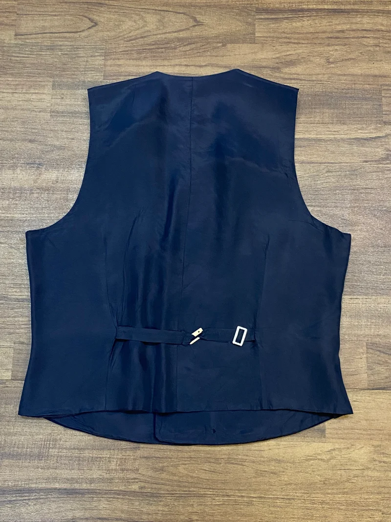 Vintage Smokingweste dunkelblau gestreift zweireihig Gr. 48