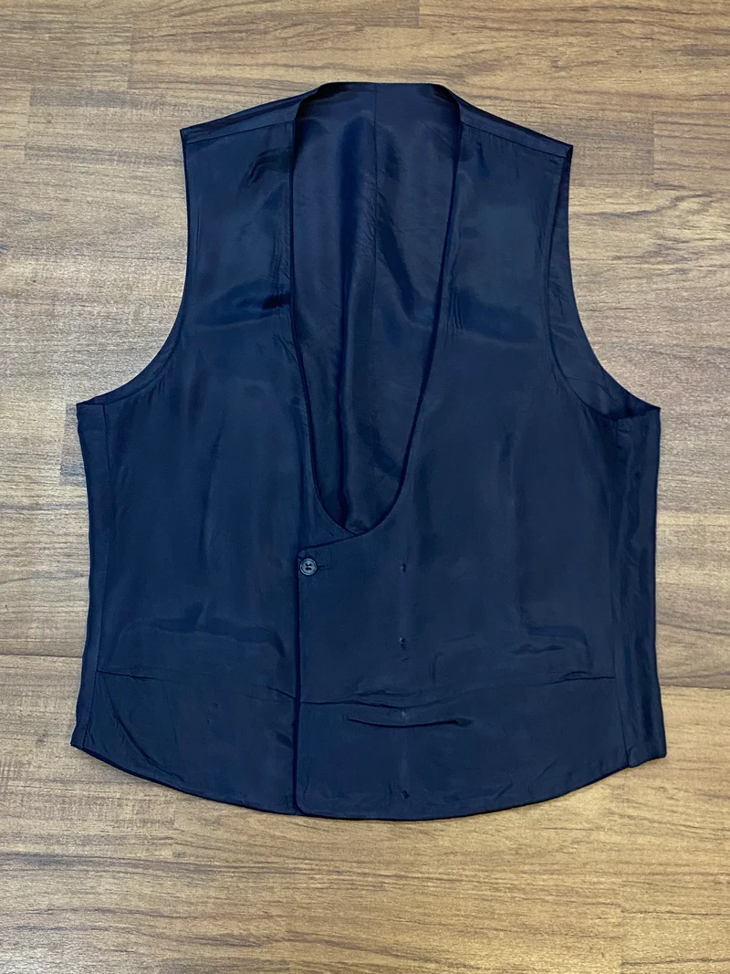 Vintage Smokingweste dunkelblau gestreift zweireihig Gr. 48