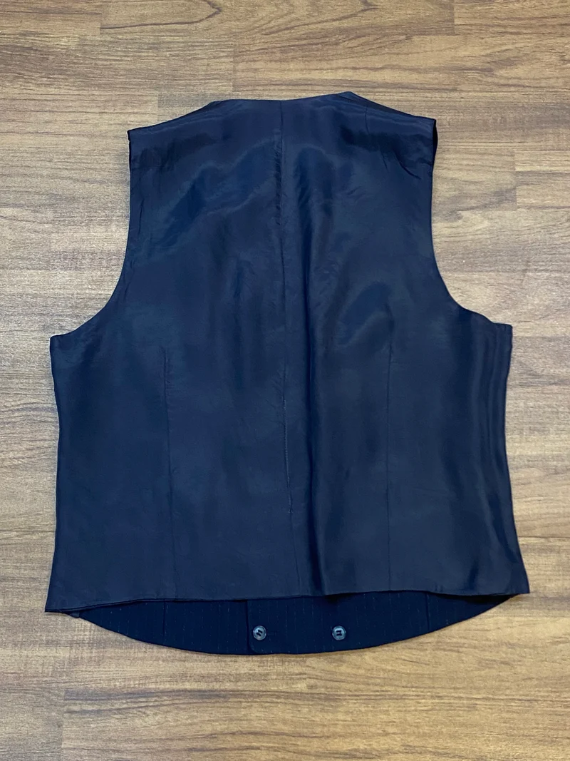 Vintage Smokingweste dunkelblau gestreift zweireihig Gr. 48