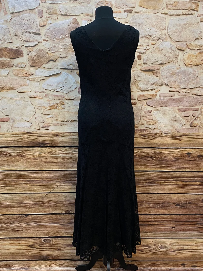 Vintage Abendkleid aus schwarzer Spitze von Laura Ashley