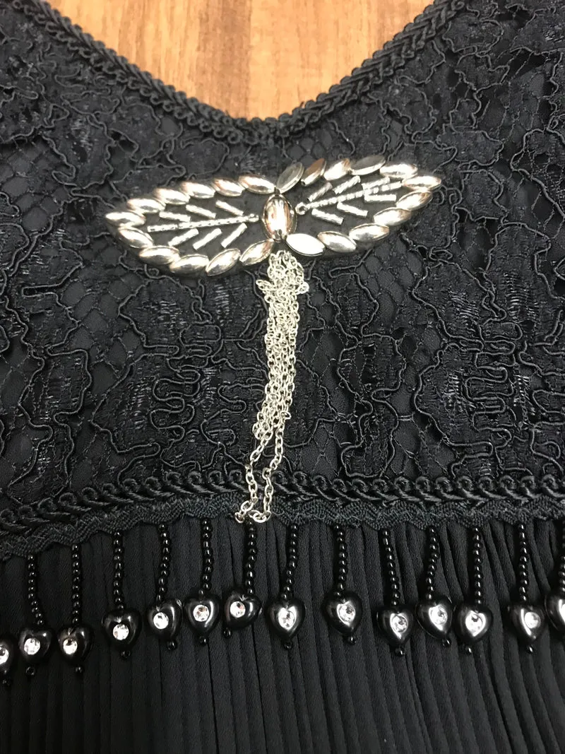Flapperkleid Schwarz Gr. 34 mit Kopfschmuck